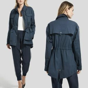 ATM Stripe Field Jacket Navy‎ Blue Size L Hoodie Hood Utility Casual Relaxed Fit